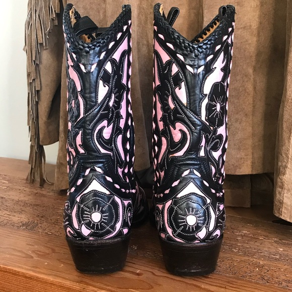 Vintage Old Gringo Pink & Black Jude Boot Size 7 - Picture 4 of 8
